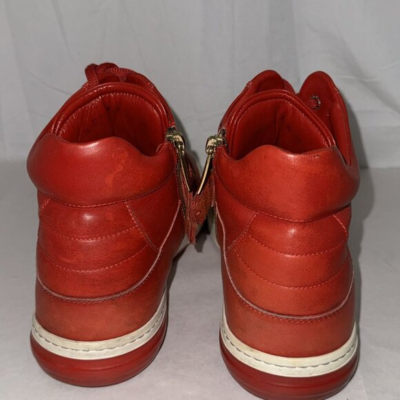 Size: 9.5 Salvatore Ferragamo Nayon High Top Men’s Sneaker Red Rosso Calf ITALY - Picture 7 of 10